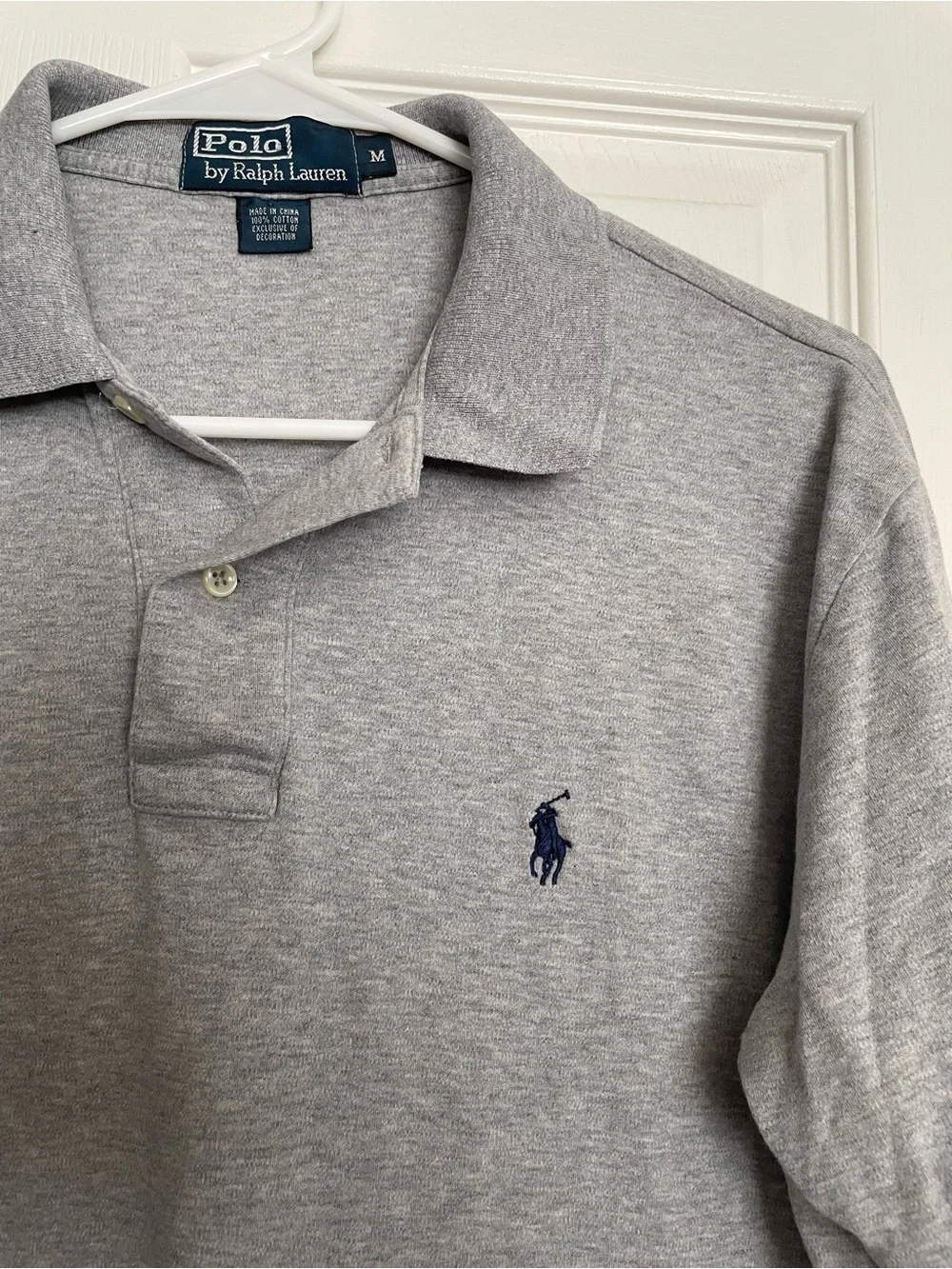 Ralph Lauren Polo 100% Cotton Mens size M Shirt in Heather Gray with Navy Pony